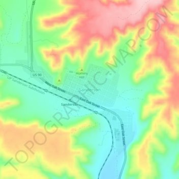 Sanderson topographic map, elevation, terrain