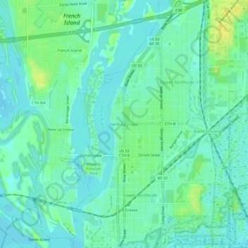 North La Crosse topographic map, elevation, terrain