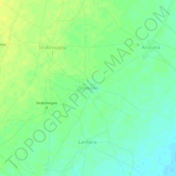 Donkono topographic map, elevation, terrain