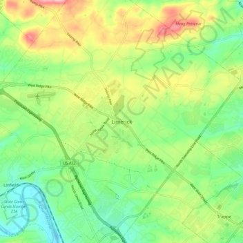 Limerick topographic map, elevation, terrain
