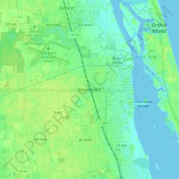 Vero Beach topographic map, elevation, terrain