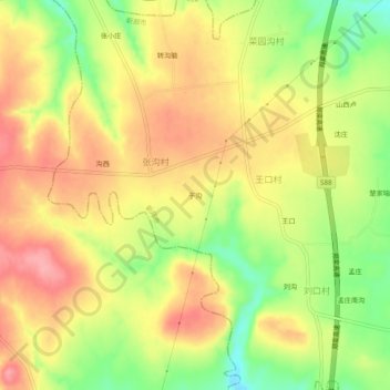 于沟 topographic map, elevation, terrain