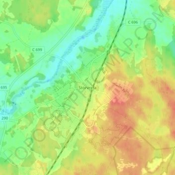 Storvreta topographic map, elevation, terrain