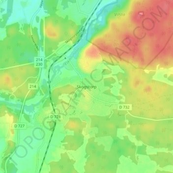 Skogstorp topographic map, elevation, terrain