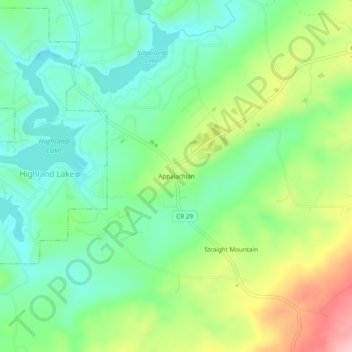 Appalachian topographic map, elevation, terrain