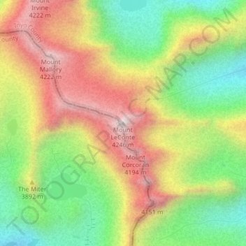 Mount LeConte topographic map, elevation, terrain