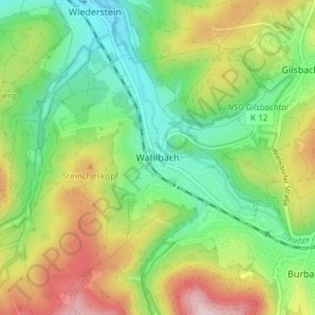 Wahlbach topographic map, elevation, terrain
