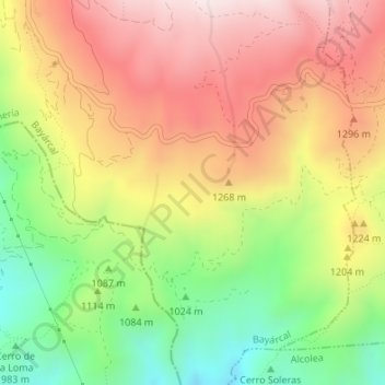 Iniza Alta topographic map, elevation, terrain