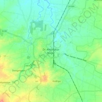 Dr. Ambedkar Nagar topographic map, elevation, terrain