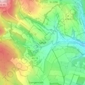 Gefäll topographic map, elevation, terrain