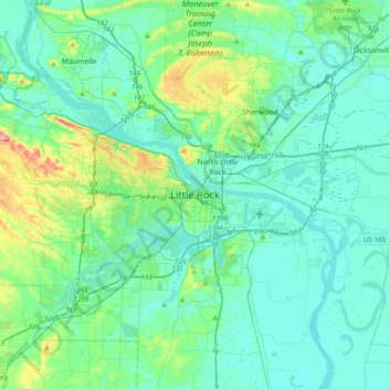 Little Rock topographic map, elevation, terrain