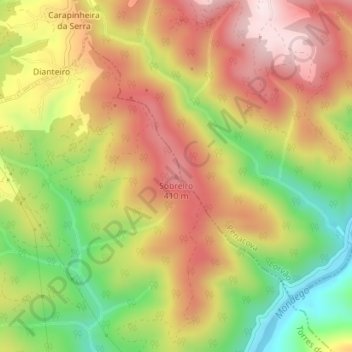Sobreiro topographic map, elevation, terrain