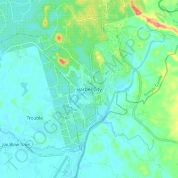 Harbel City topographic map, elevation, terrain