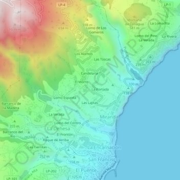 El Pocito topographic map, elevation, terrain