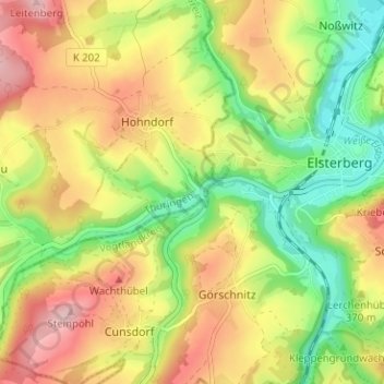 Landesgrenze topographic map, elevation, terrain