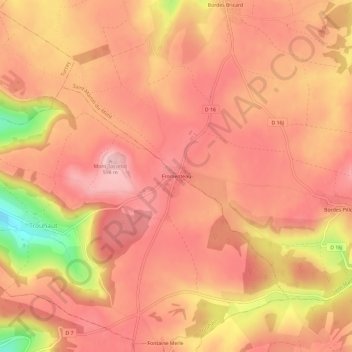 Fromenteau topographic map, elevation, terrain