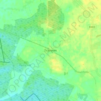 Ticknevin topographic map, elevation, terrain
