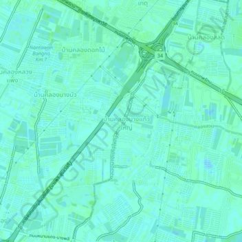 Ban Khlong Bang Kaeo topographic map, elevation, terrain
