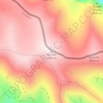 Mafadi topographic map, elevation, terrain