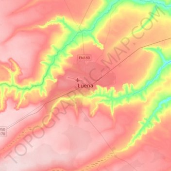 Luena topographic map, elevation, terrain