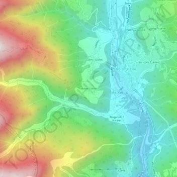Mione / Mion topographic map, elevation, terrain