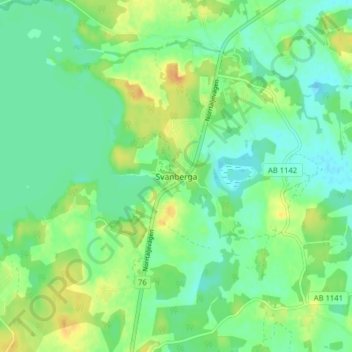 Svanberga topographic map, elevation, terrain