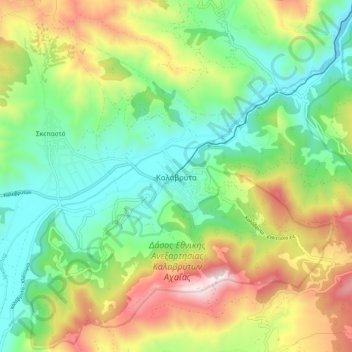 Kalavryta topographic map, elevation, terrain