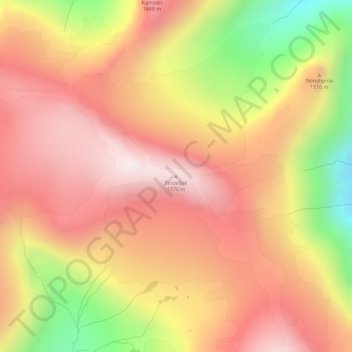 Tindefjell topographic map, elevation, terrain