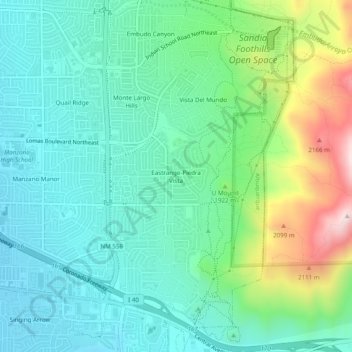 Eastrange-Piedra Vista topographic map, elevation, terrain