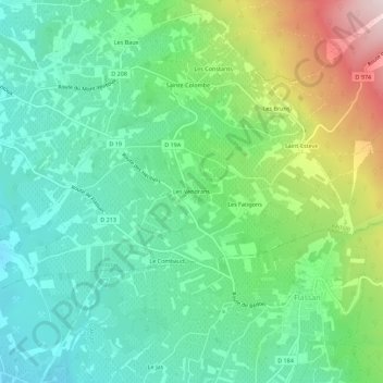 Les Vendrans topographic map, elevation, terrain