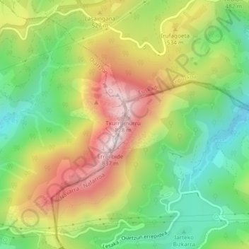 Aiako Harria topographic map, elevation, terrain