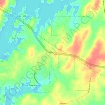 Midway topographic map, elevation, terrain
