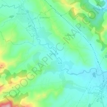 Ponijevo topographic map, elevation, terrain