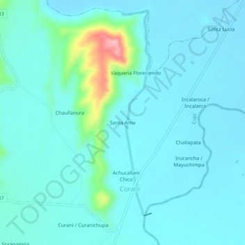 Santa Ama topographic map, elevation, terrain
