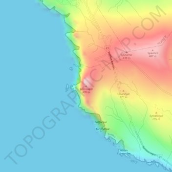 Beinisvørð topographic map, elevation, terrain