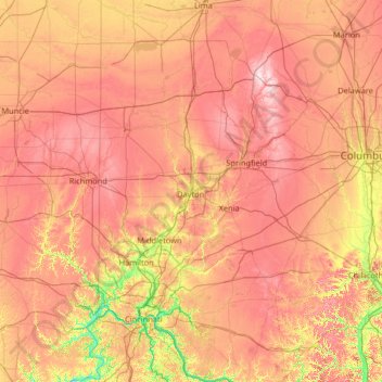 Dayton topographic map, elevation, terrain