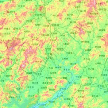 和平县 topographic map, elevation, terrain