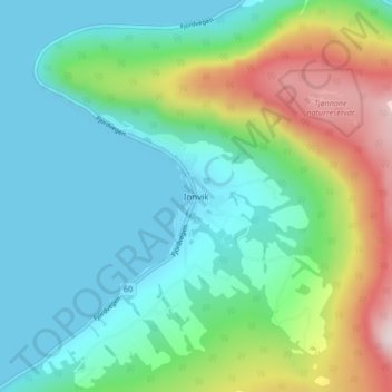 Innvik topographic map, elevation, terrain