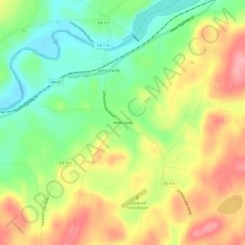 Millertown topographic map, elevation, terrain