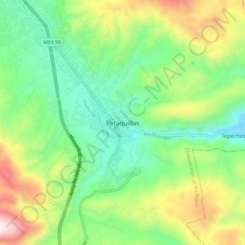 Petaquillas topographic map, elevation, terrain