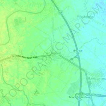 San Manuel topographic map, elevation, terrain