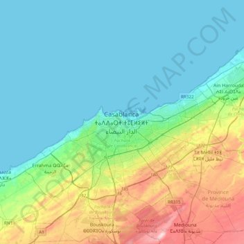 Casablanca topographic map, elevation, terrain