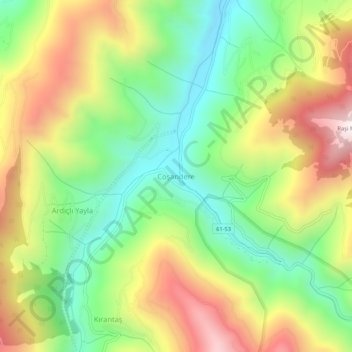 Coşandere topographic map, elevation, terrain