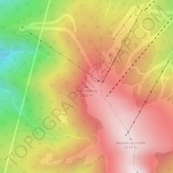 Kreischberg topographic map, elevation, terrain