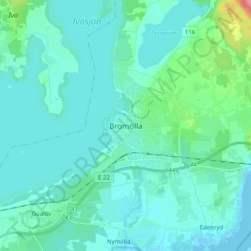 Bromölla topographic map, elevation, terrain