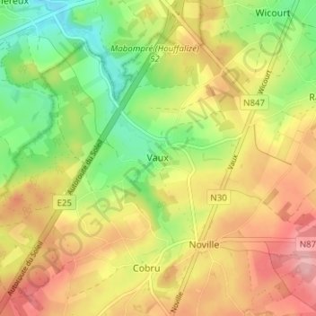 Vaux topographic map, elevation, terrain
