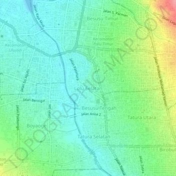 Lolu Selatan topographic map, elevation, terrain