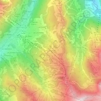 Les Chavannes topographic map, elevation, terrain