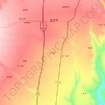 后滩村 topographic map, elevation, terrain