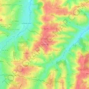 Les Coches topographic map, elevation, terrain
